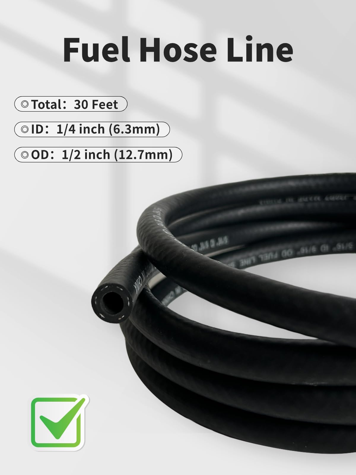 Yamakato 1/4 Fuel Hose Line Nbr Reinforced Sae J30R7 30 Feet Rubber Tubing