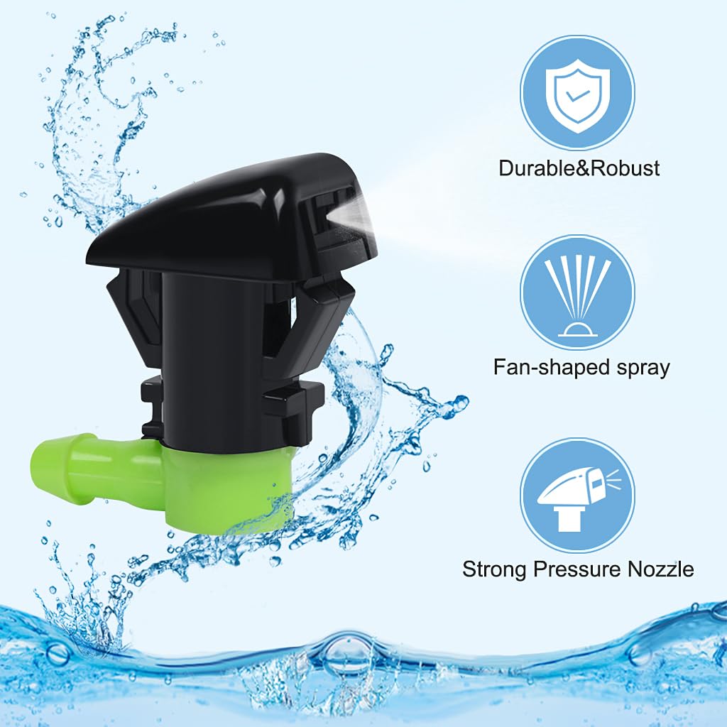 PYGHAP Adjustable Windshield Washer Nozzle Kit for Jeep, GMC, Chevy, Cadillac - Black & Green, Model BE8Z-17603-A
