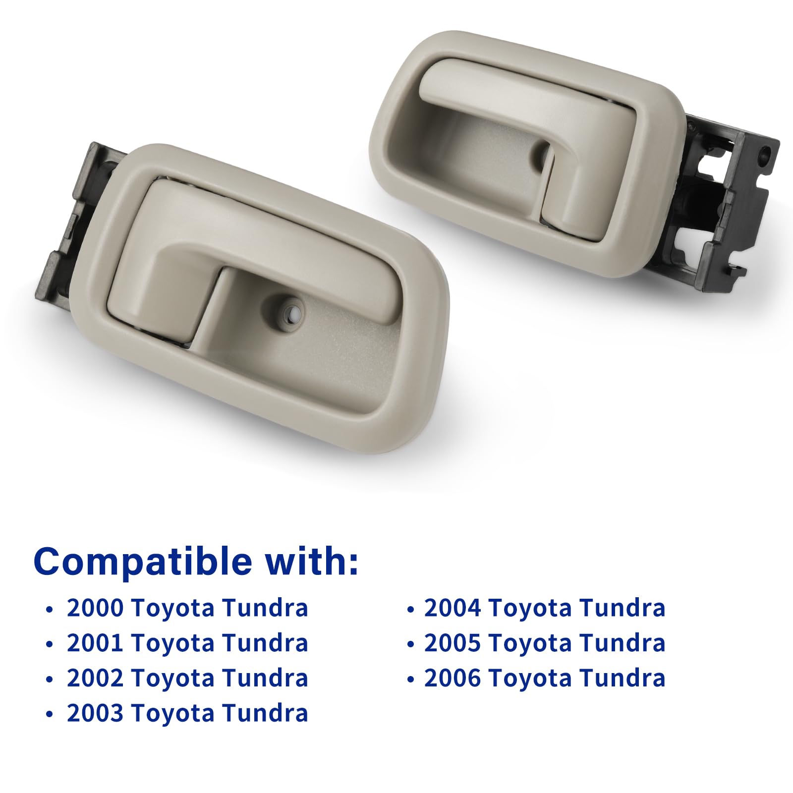 Lcyolada Rear Left Driver & Right Passenger Interior Door Handles W/Bezel (Gray) For 2000-2006 Toyota Tundra (Standard/Regular/E