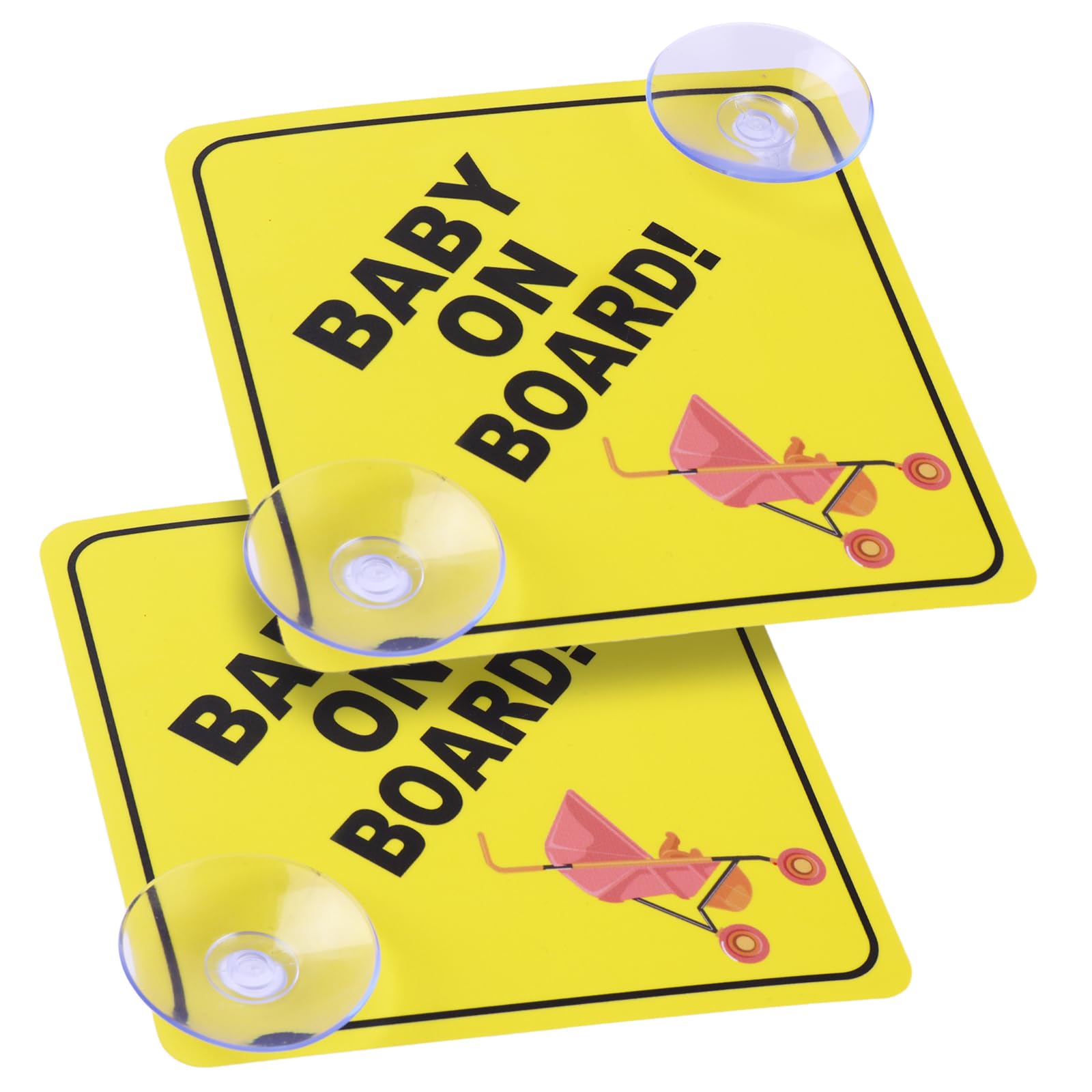 Cobee Baby On Board Car Signs, 2 Pcs 5''X5'' Safety Signs With Double Suction Cups, Reusable Durable Baby In Car Sticker Decal (