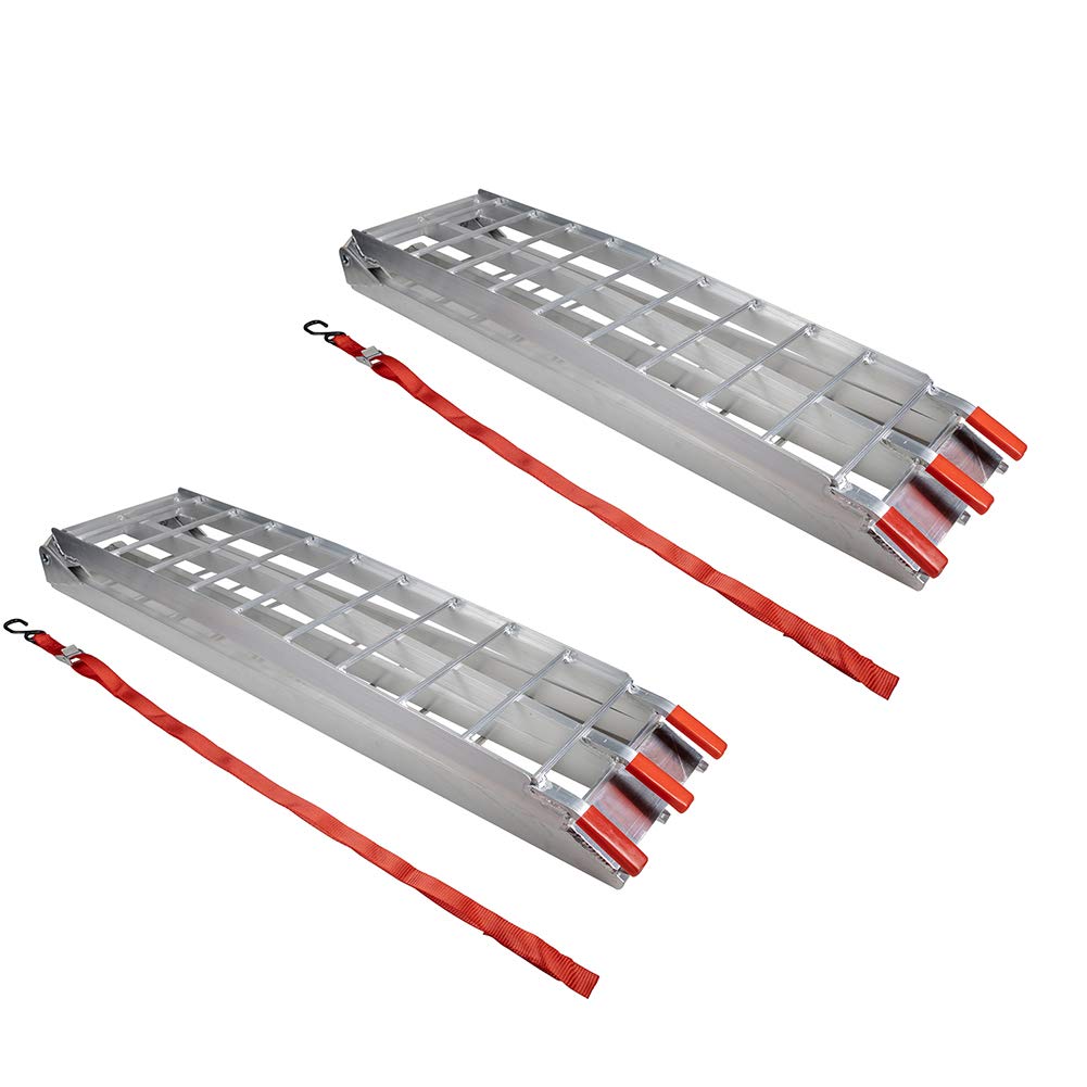 Pit Posse Aluminum Folding Loading Ramps 89" 1500Lbs Rated for ATV, Lawn Mower, Motorcycle - Silver, Model PP2755P