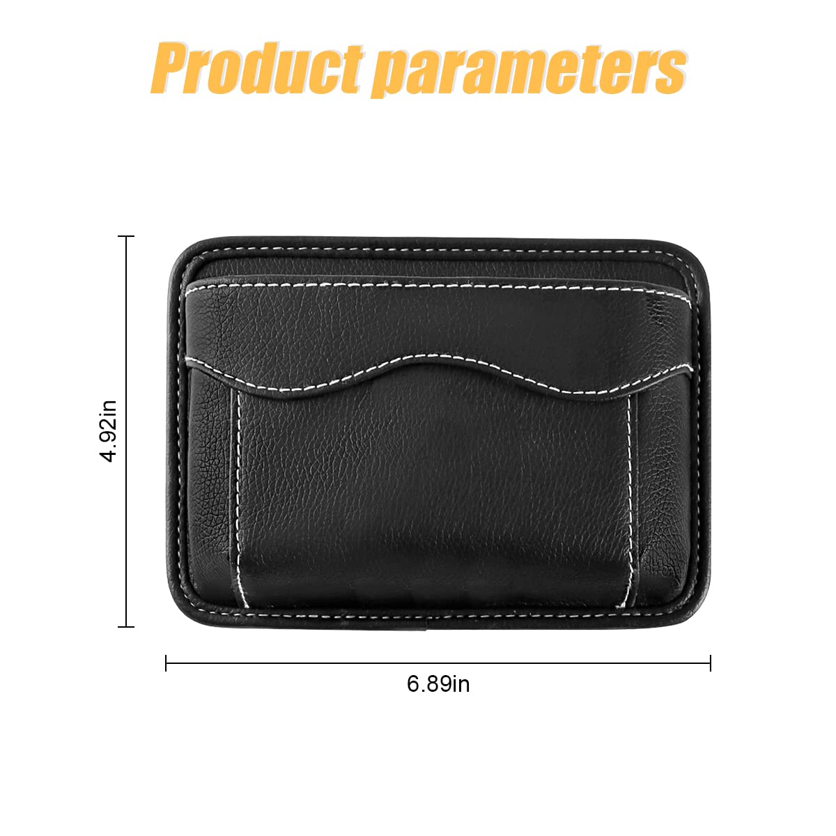 Moly Magnolia Car Seat Side Pocket Organizer, PU Leather, Black, Model 88H - Auto Door Window Console Storage Bag for Documents & Phones