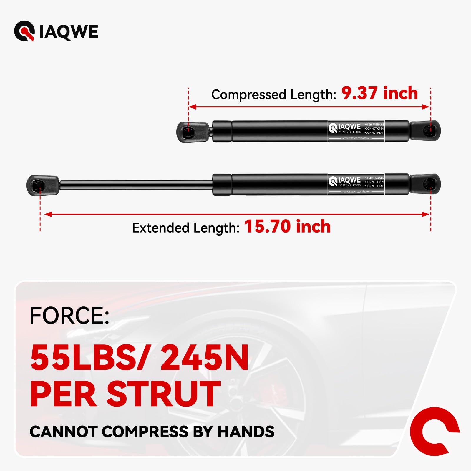C16-23994 16In 55Lbs/245N Gas Struts Springs Shocks For Are Leer Snugtop Truck Camper Shell Topper Rear Window Boat Truck Canopy