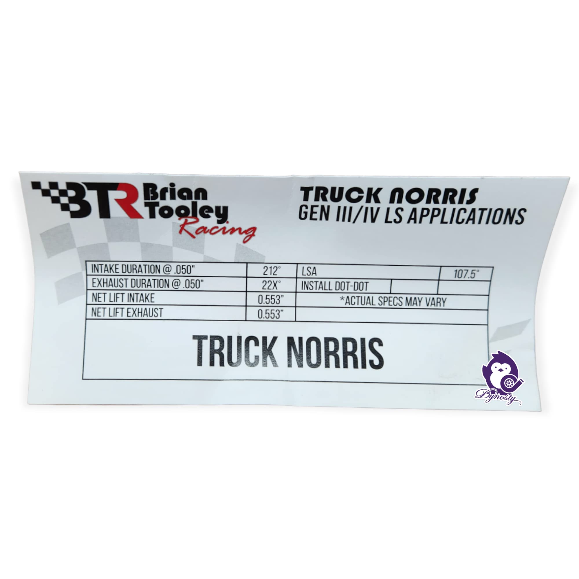 BTR Truck Norris Camshaft Kit for Gen 3/4 LS 4.8-6.2 with Springs, Seals & Pushrods - Steel, Model TRUCKNORRIS