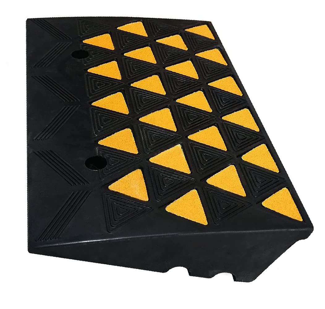 BESEA Rubber Curb Ramp - 6" High, 23.6" Length, Heavy Duty, 60000lbs Capacity, Yellow, for Driveway and Truck Loading