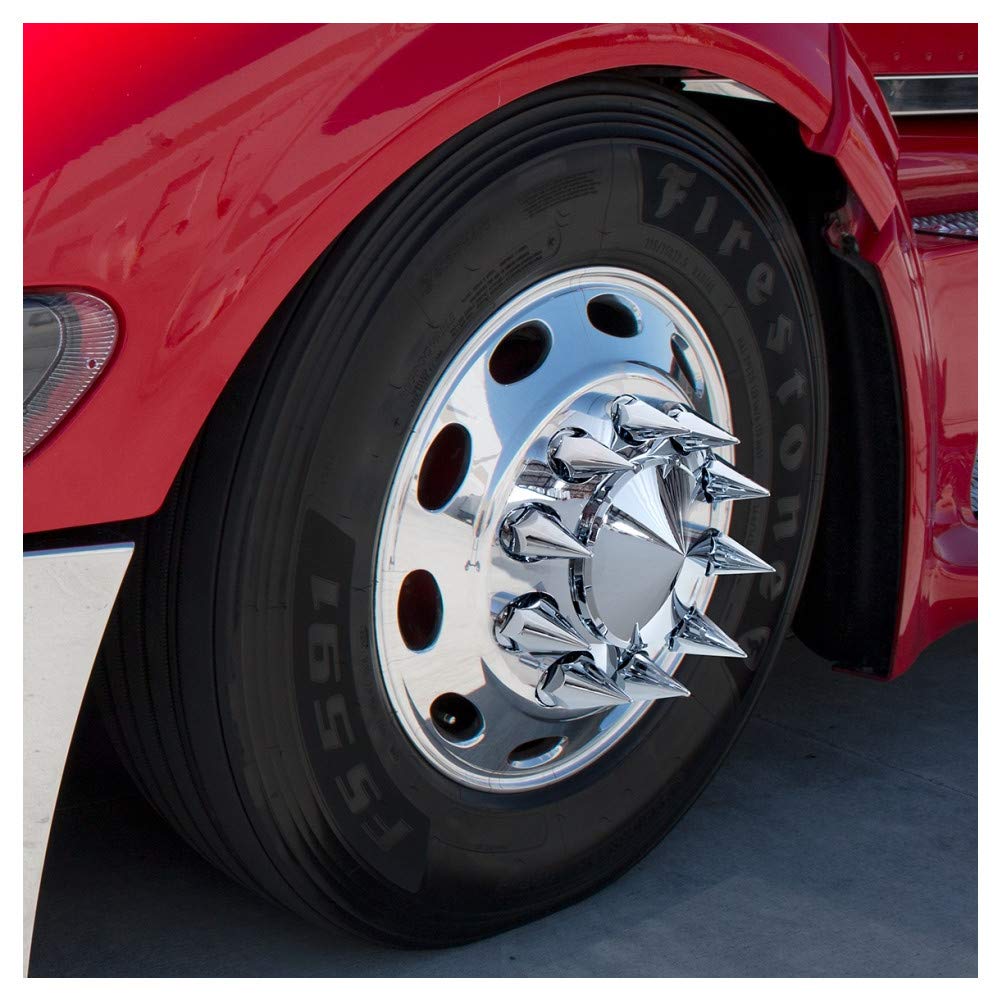 United Pacific 10569Cb - Wheel Lug Nut Cover Set - 33Mm X 4-3/4'' Chrome Super Spike Nut Cover - Thread-On (60 Pack)