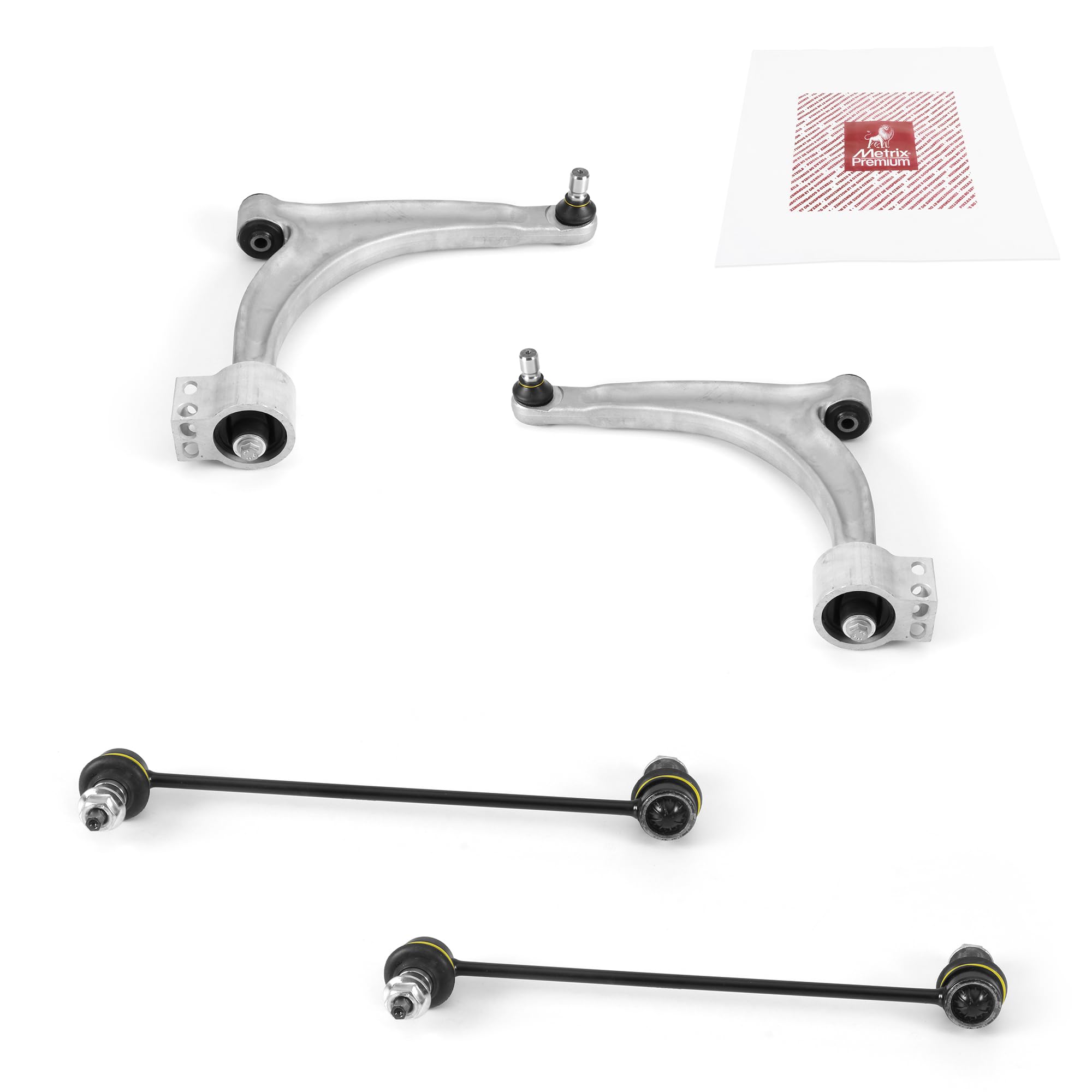 Metrix Premium Chassis Parts - 4 Pc Front Lower Control Arm & Front Sway Bar Stabilizer End Link Kit Fits 07-09 Saturn Aura, 05-