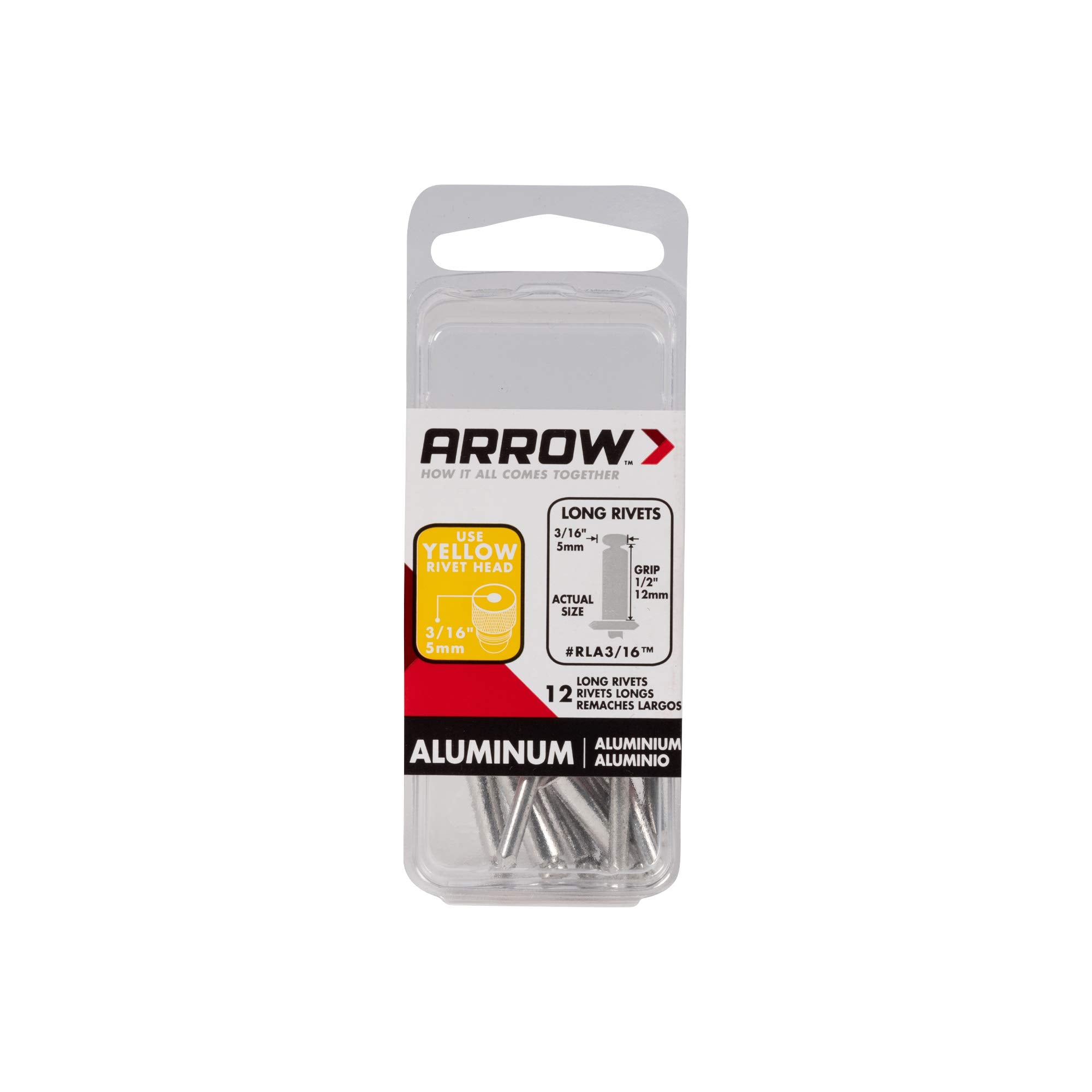 Arrow Rlfa3/16Ip Long Large Flange Aluminum Pop Rivets For Metal, Fabric, Leather, And Auto Repair, 3/16-Inch, 30-Pack