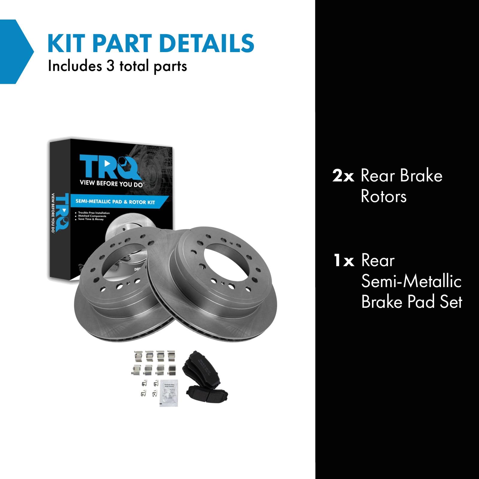 Trq Rear Brake Pad & Rotor Kit Brake Pads Brake Rotor Semi-Metallic Compatible With 2010-2022 Lexus Gx460 Toyota 4Runner 2010-20