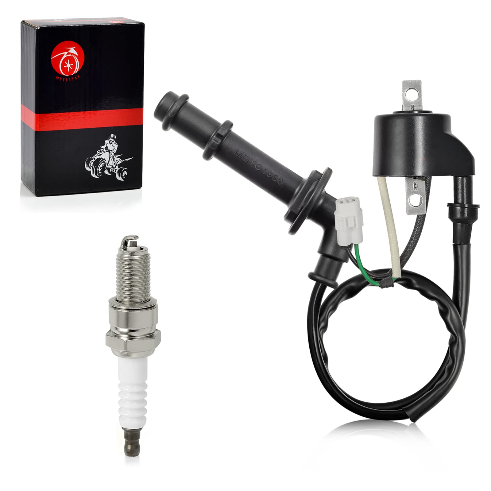 Ignition Coil Pack & Spark Plug Cap Compatible with Suzuki Quadracer 450 LTR450 2006-2009 RMZ 450 RM-Z450 L0/L1/K8/K9 2005-2012