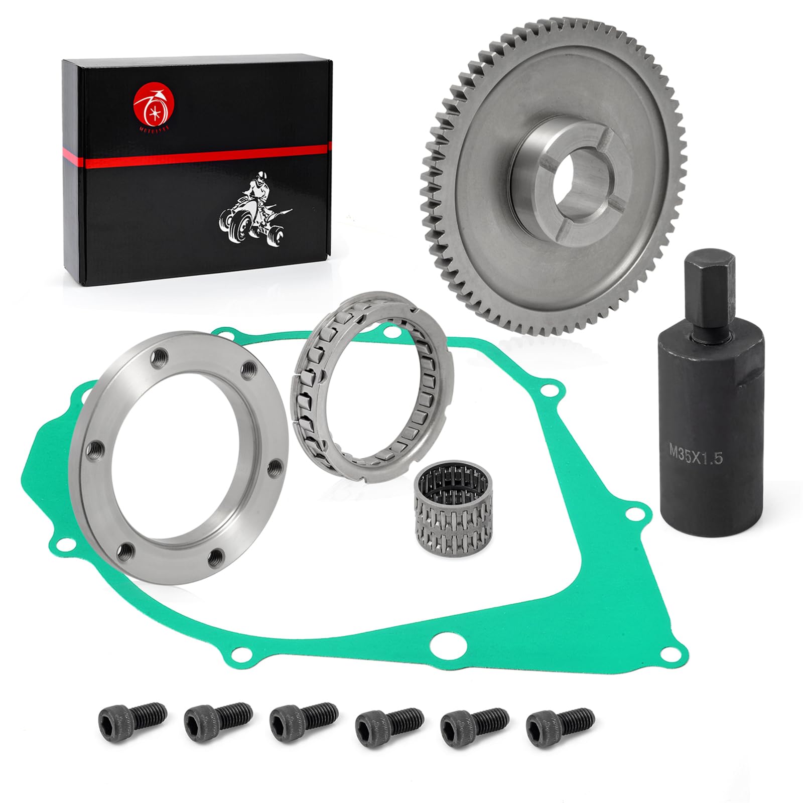 MOTO1988 Flywheel Puller & Starter Clutch Kit for YAMAHA Warrior Raptor Big Bear Kodiak 400, Model 5KM-15590-00-00, 198