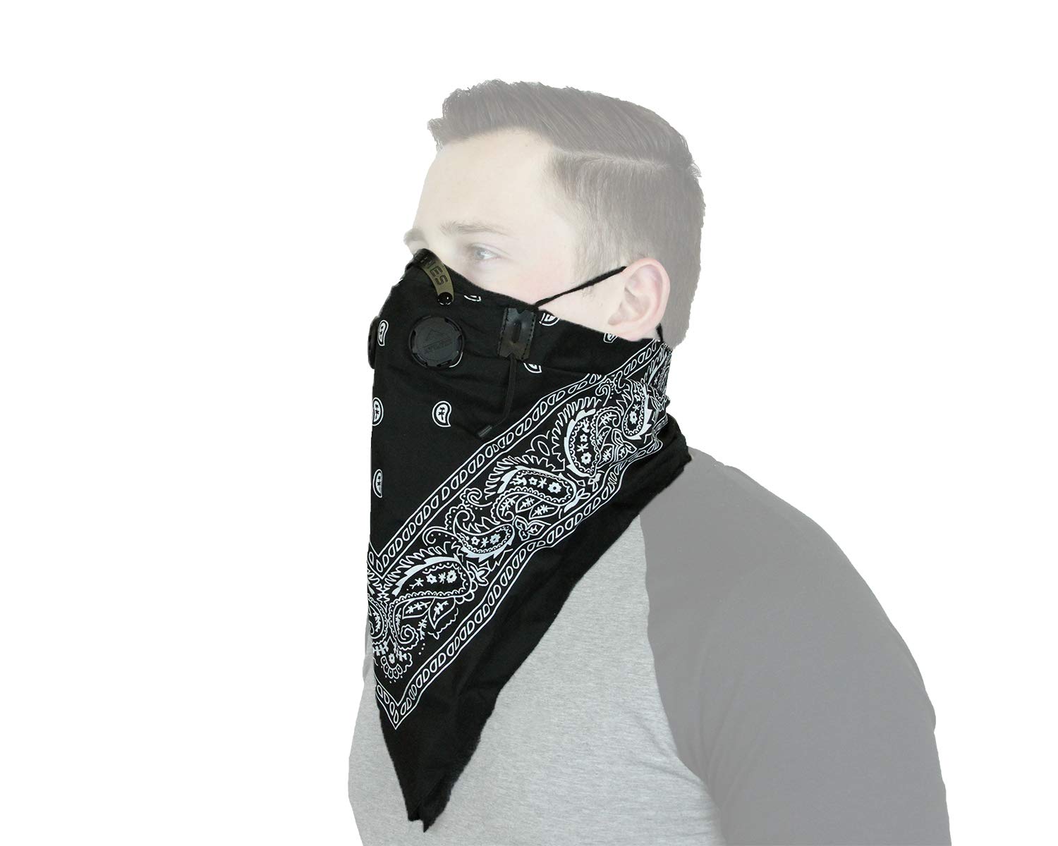 ATV Tek Universal Bandana Dust Masks, XL, Black, with Suspension Straps & 3D Nose Box, Model BDMBLK