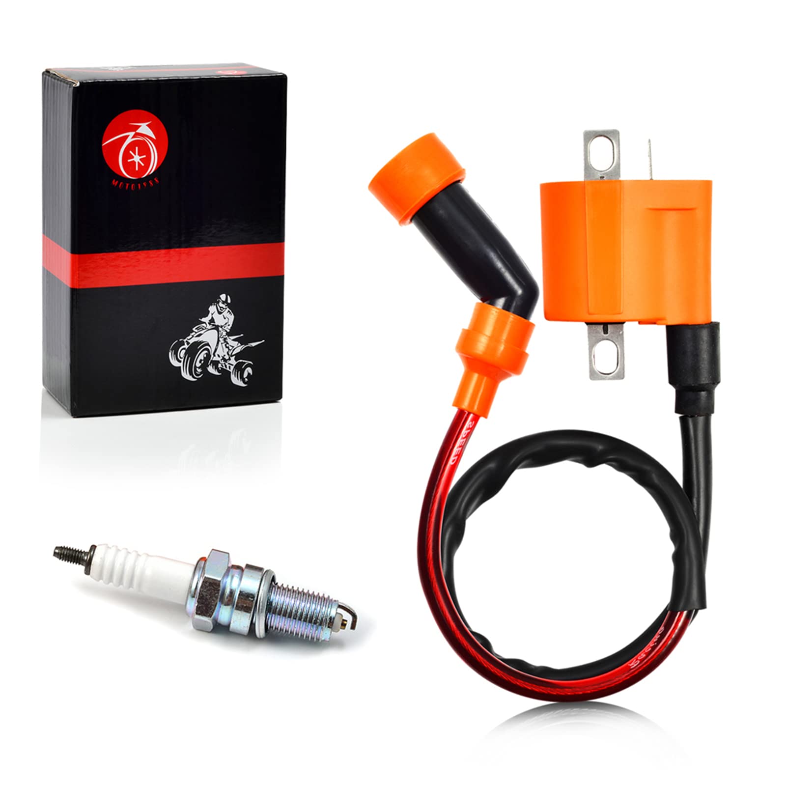 Moto1988 Ignition Coil Pack & Spark Plug For Yamaha Warrior Raptor 350 Kodiak Grizzly 400 450 Wolverine Rhino 450 For Arctic Cat