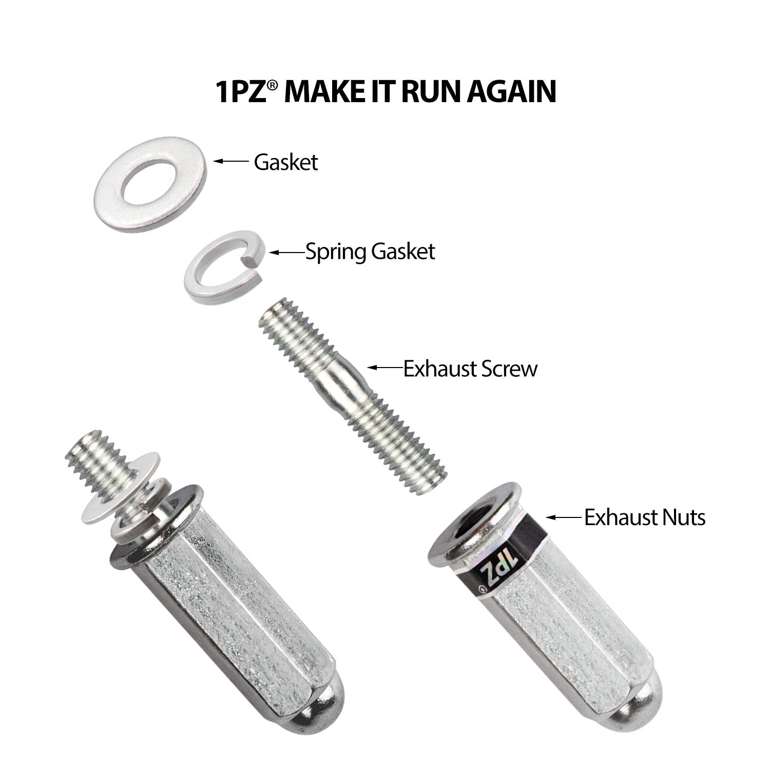 1Pz Ebg-Sl1 Exhaust Bolt And Gasket For Gy6 50 Cc 70Cc 90 Cc 110Cc 125 Cc 150Cc Scooters Atvs Go Karts Moped Quad 4 Wheeler Dune