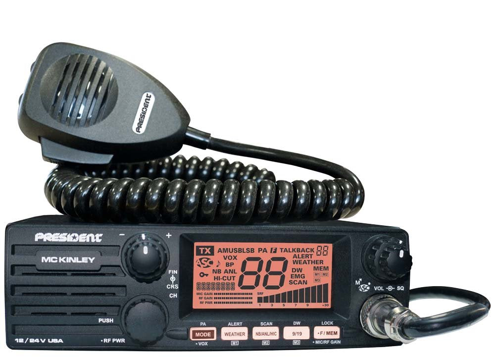 President TXUS600 AM/SSB CB Radio, 40 Channels, NOAA Alerts, Black, with Large LCD, Automatic SWR, VOX, and Front Panel Loudspeaker