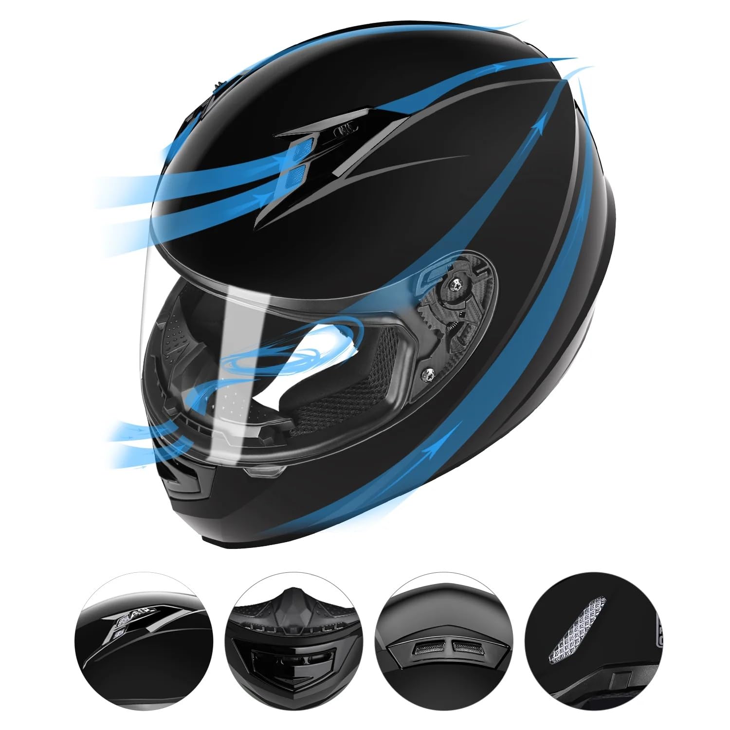 Glx Gx11 Compact Motorcycle Helmet - Black, X-Large - Full Face W/ Tinted Visor, Dot Approved