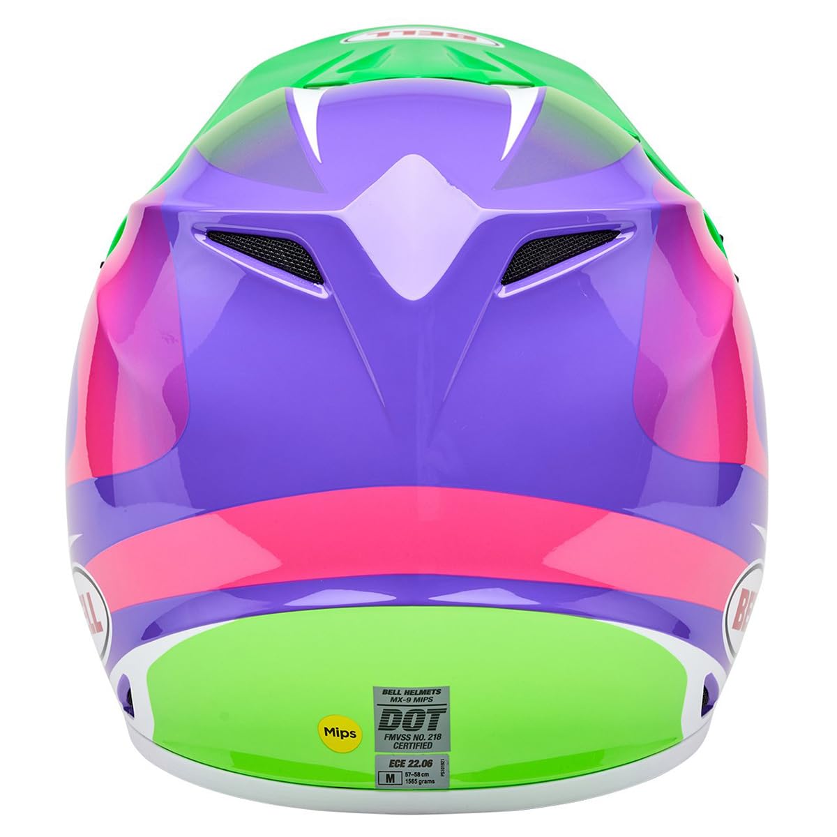 BELL MX-9 MIPS Dirt Helmet - 2X-Large, Gloss Jackal Hi-Viz Green/Purple, Model 7163916