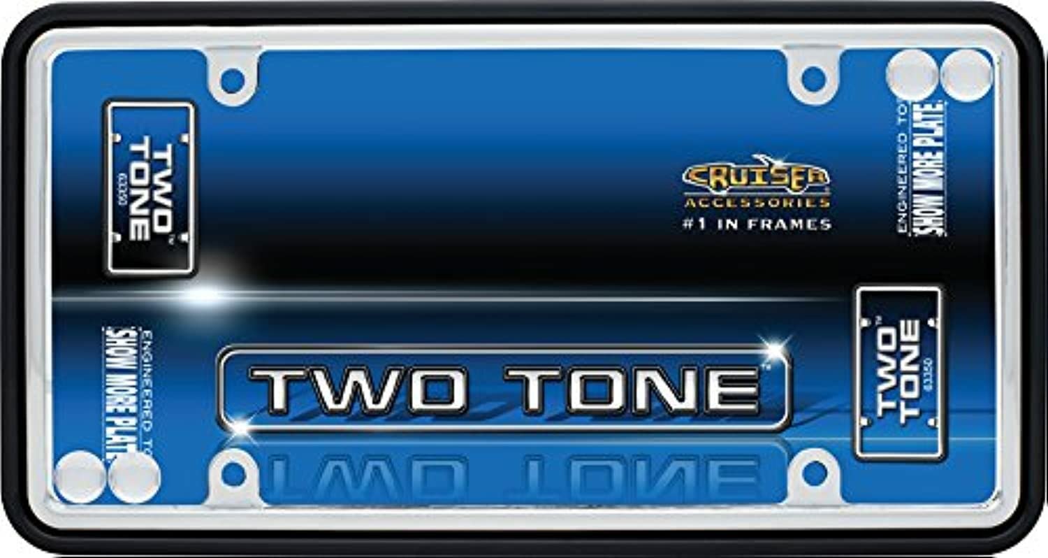 Cruiser Accessories 63350 Two Tone License Plate Frame, Chrome/Black W/Fastener Caps, 1 Frame
