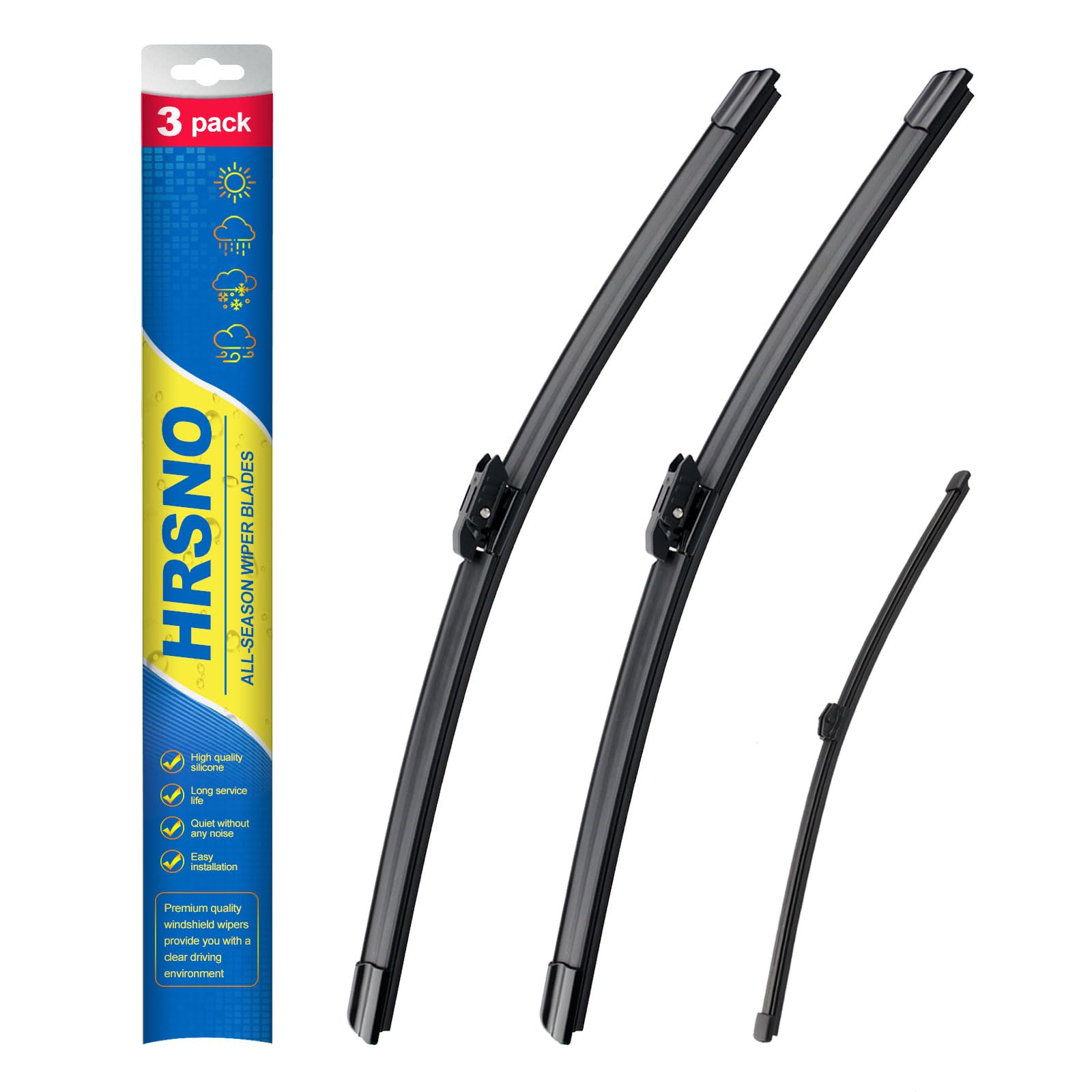 Hrsno 24''+20'' Windshield Wipers With 13'' Rear Wiper Blade Sets Automotive Replacement For Bmw X2 2018-2023,Easy For Installat