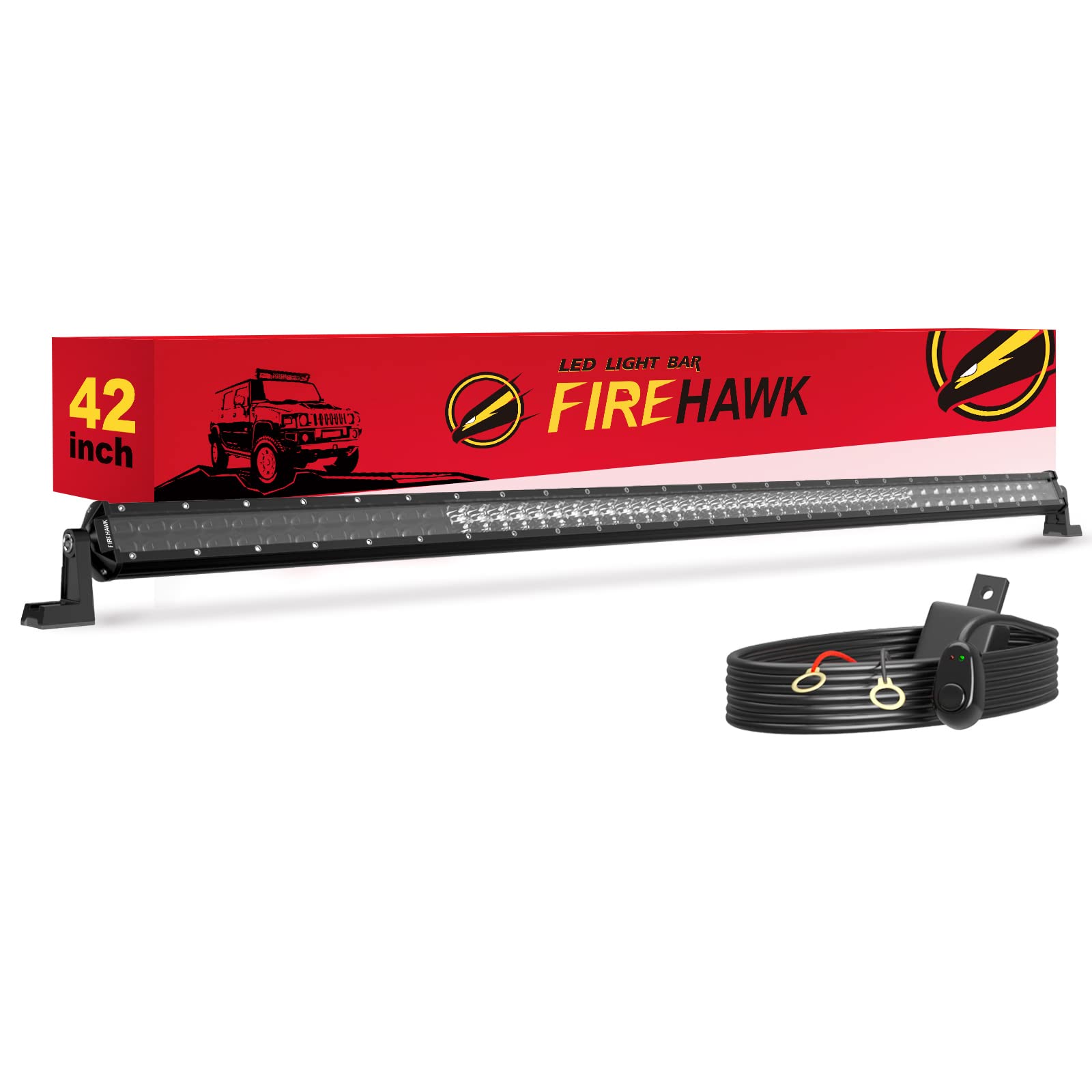 Firehawk Led Light Bar 42 Inch 90,000Lm, 2025 New Japanese L-A-B Chips, Spot Flood Combo Beam, Driving Off Road Fog Work For Tru