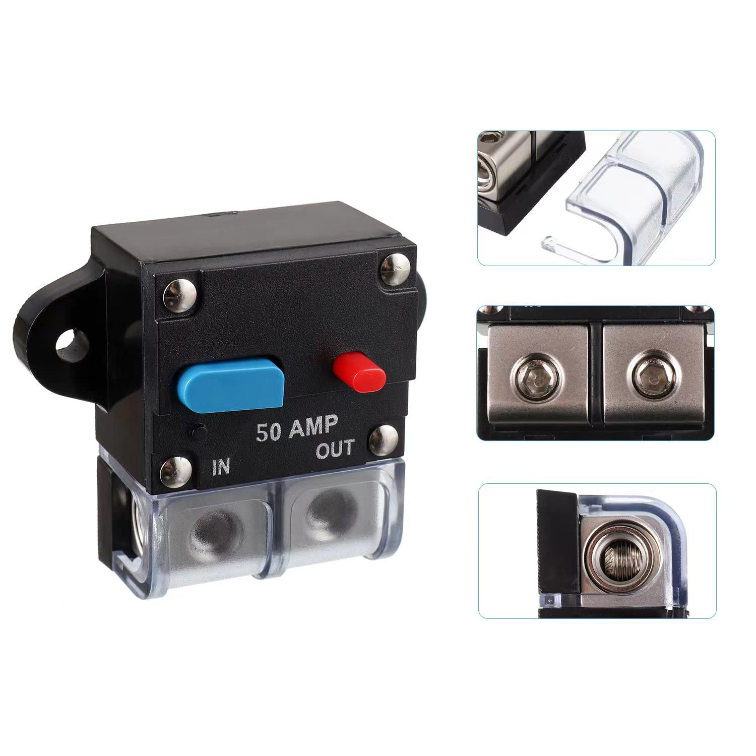 Eplzon 50A Circuit Breaker Resettable Circuit Breaker 50 Amp Self Recovery Circuit Breaker Manual Reset Button For Car Audio And