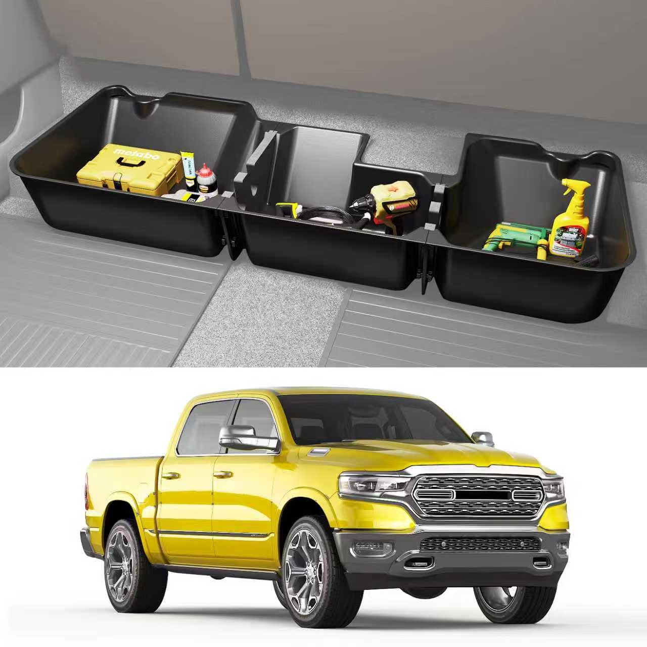 KINGGERI Under Seat Storage Boxes - Compatible with 2019-2026 Dodge Ram 1500 Crew Cab (Not for Classic), Heavy Duty Upgraded Rea