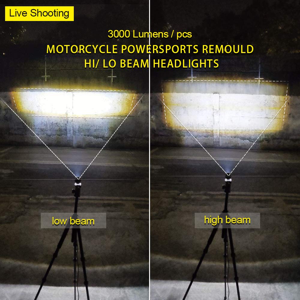 EXZEIT 1.3'' Led Motorcycle Fog Lights, 30W, 6000 Lumens, High Low Beam, White Light, Model MotorL for ATV UTV Polaris Yamaha