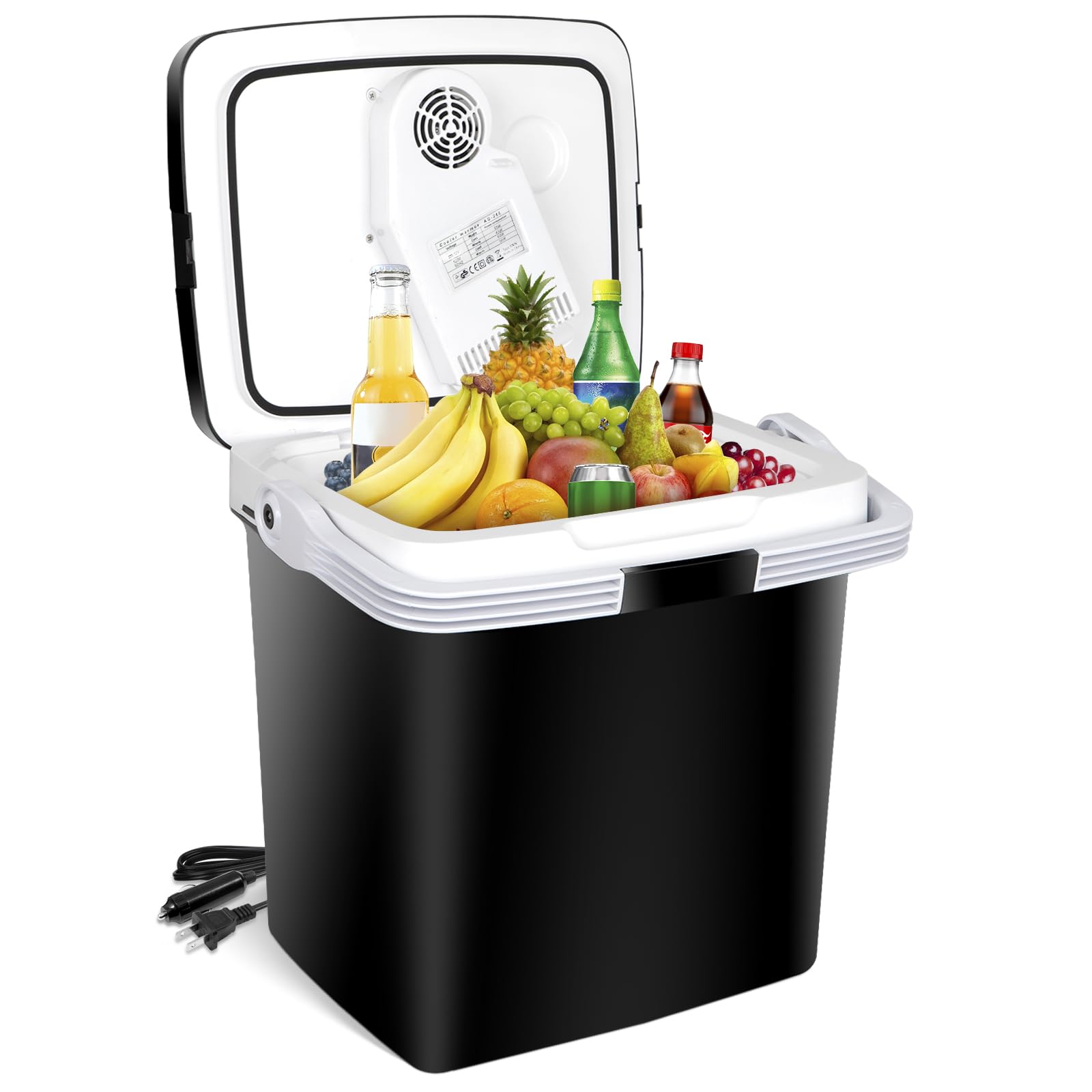 Zeny Car Fridge Electric Cooler And Warmer For Vehicles & Trucks- 12V Ac/Dc Car Thermoelectric Refrigerator With Handle, Portabl
