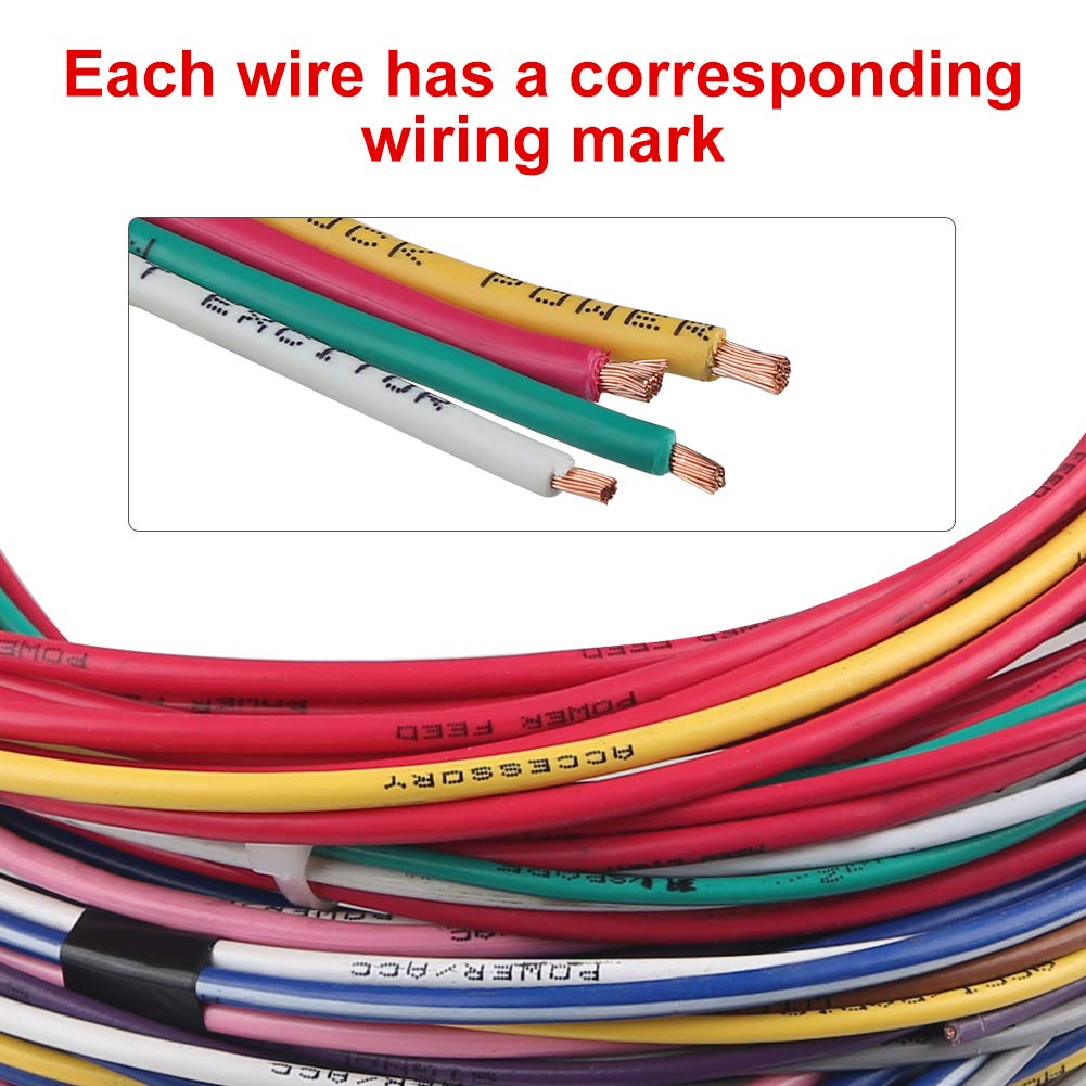 WMPHE 14 Circuit Wiring Harness Kit - Universal Electrical Wire Harness for Chevy, Ford, Chrysler, Mopar Muscle Cars, Copper Material