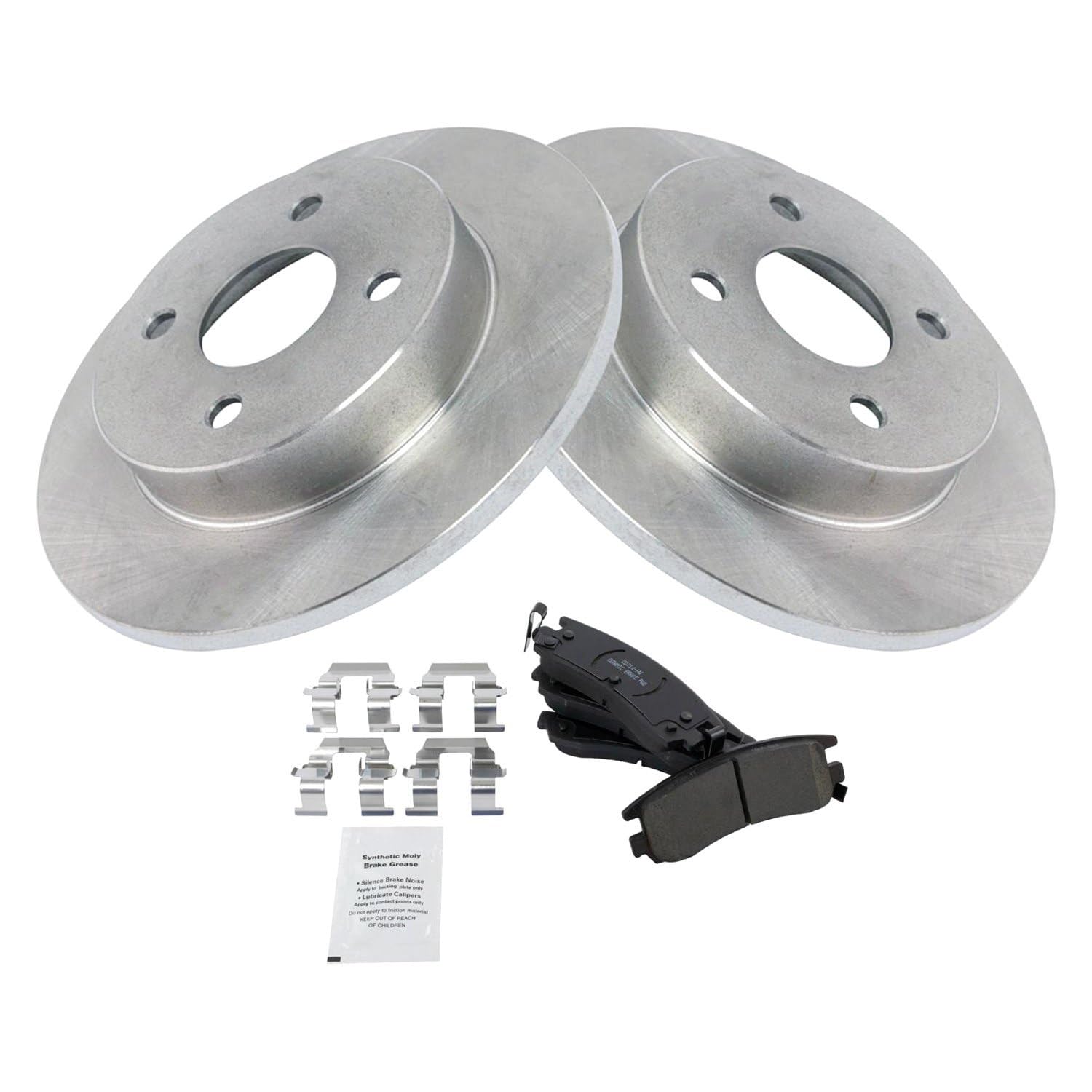 TRQ Rear Brake Pad & Rotor Kit Brake Pads Brake Rotor Ceramic Compatible with 1991-1992 Saturn SC 1993-1998 SC1 SC2 1991-1998 SL