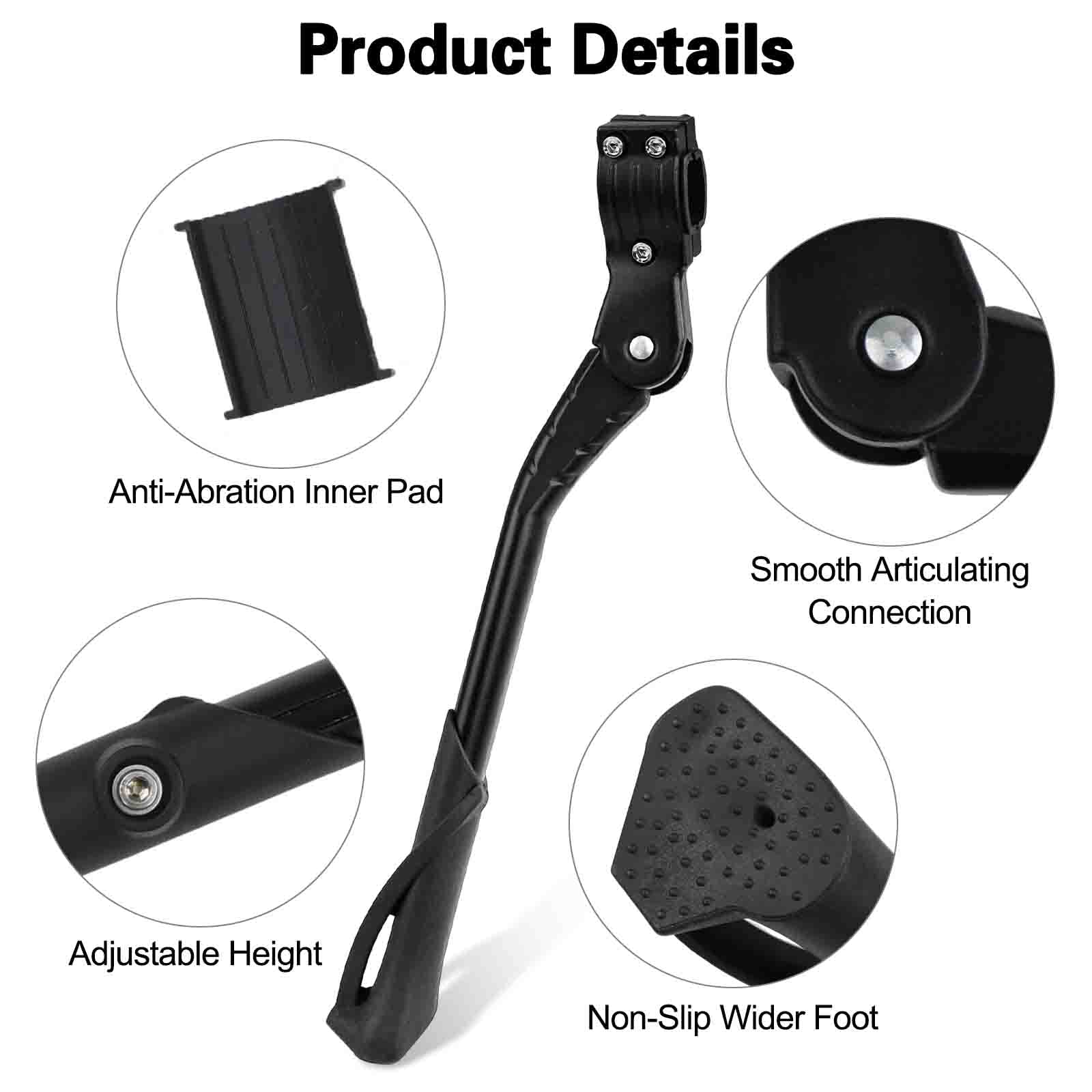 Cyfie Bike Kickstand, Universal Rear Side Bicycle Kickstands For 24 26 27 29 Inch (Black For 24-29 Inch Bike Wheel)
