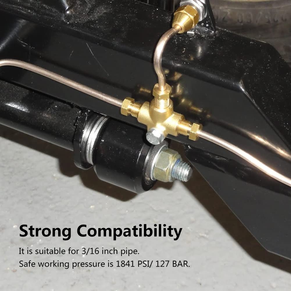 Watris Veiyi 3 Way T-Shape Brake Tee, T-Shape Brake Line Tee Union, Brake Tee Fittings with 3 Male Nuts Short Union M10 Fit for