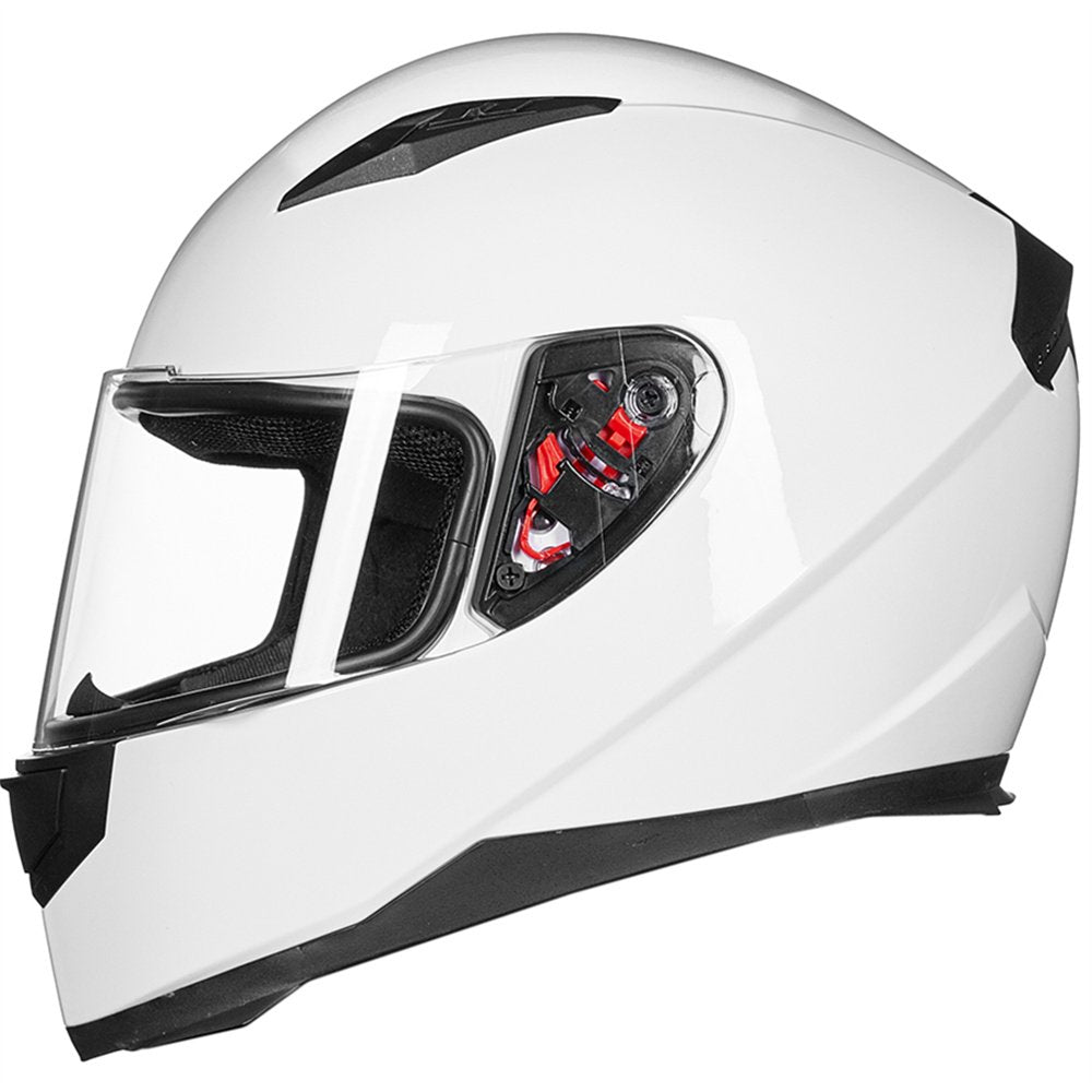 Ilm Full Face Motorcycle Street Bike Helmet With Removable Winter Neck Scarf + 2 Visors Dot Model-Jk313 (M, White)