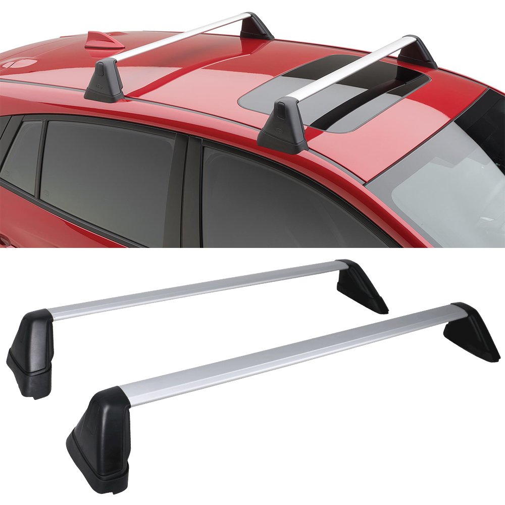 Ikon Motorsports, Cross Bars Compatible With 2008-2011 Subaru Impreza 2008-2014 Wrx & Sti, Factory Style Silver Cargo Transport