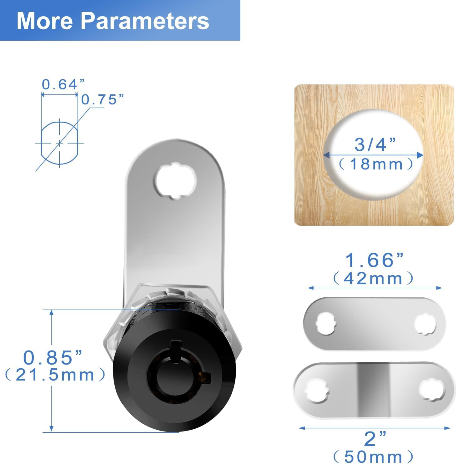 Sissinda RV Storage Locks, 7/8” Keyed Alike, Matte Black, Fits 9/16” Max Door Thickness, 6-Pack