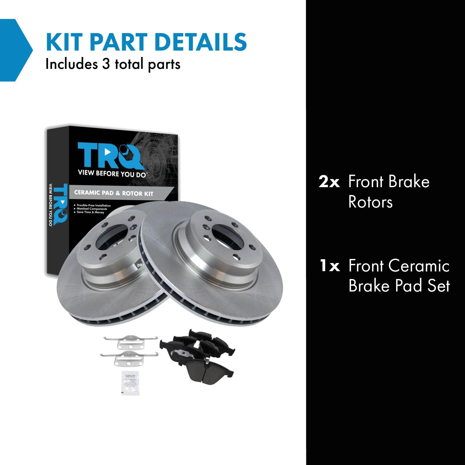Trq Front Brake Pad & Rotor Kit Brake Pads Brake Rotor Ceramic Compatible With 2002-2005 Bmw 745I 745Li 2006-2008 750I 750Li 200