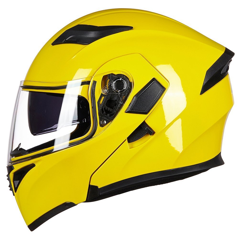 Ilm Motorcycle Dual Visor Flip Up Modular Full Face Helmet Dot 6 Colors Model 902 (Xl, Yellow)