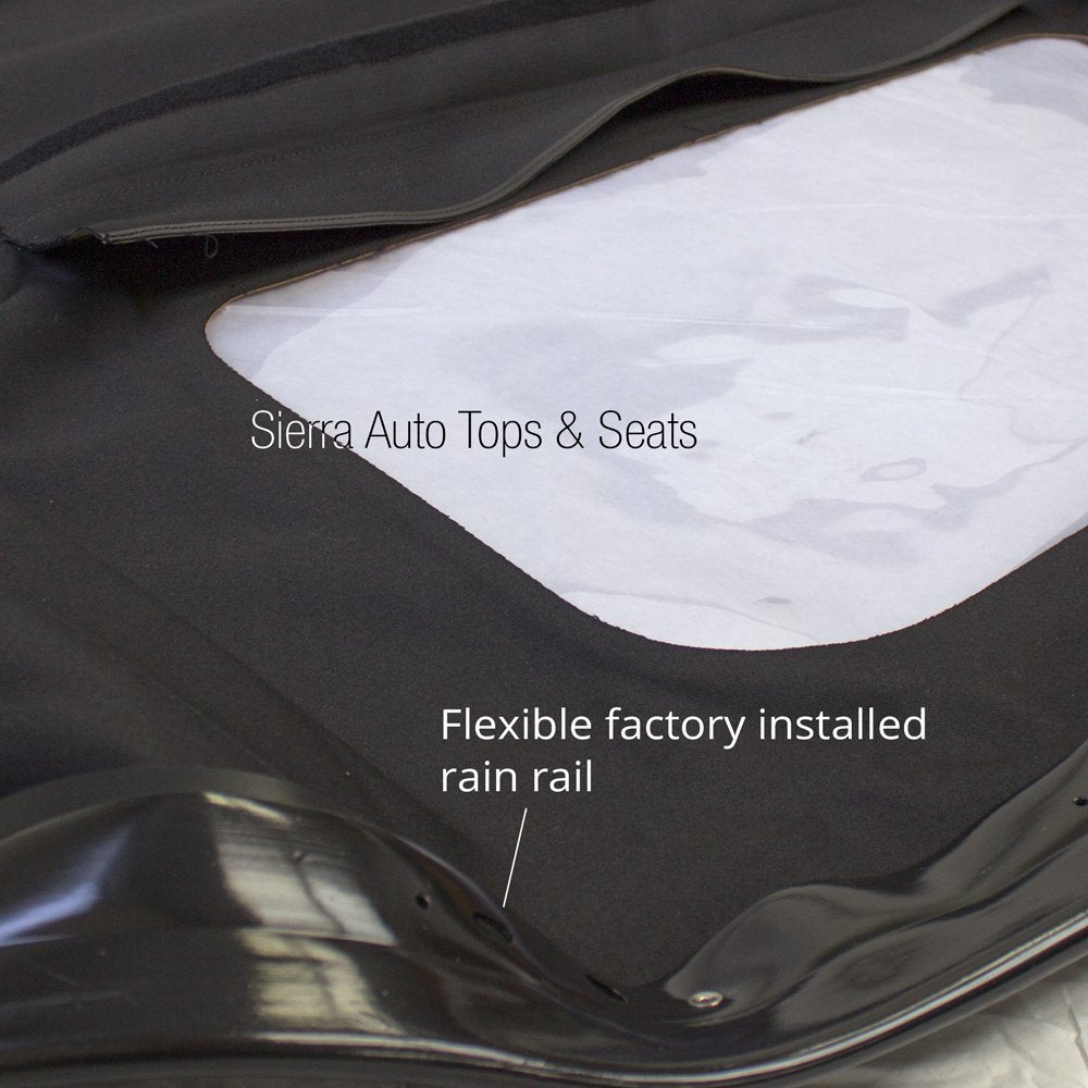 Sierra Auto Tops Convertible Top for Mazda Miata MX5 1990-2005, Black Vinyl with Rain Rail, Model 10-18-MIA-003R