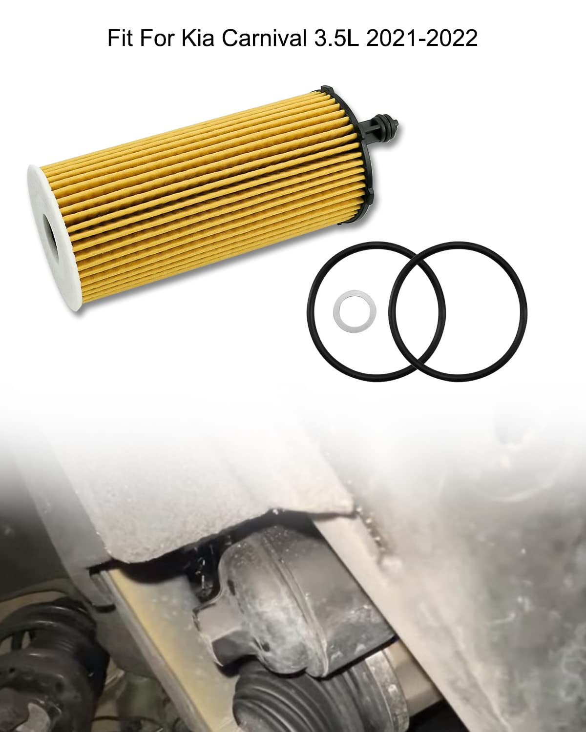TADYAO 4 Pack Oil Filter for Kia Carnival 3.5L Engine 2021-2022 with O-rings & Drain Plug Gaskets, Paper Material