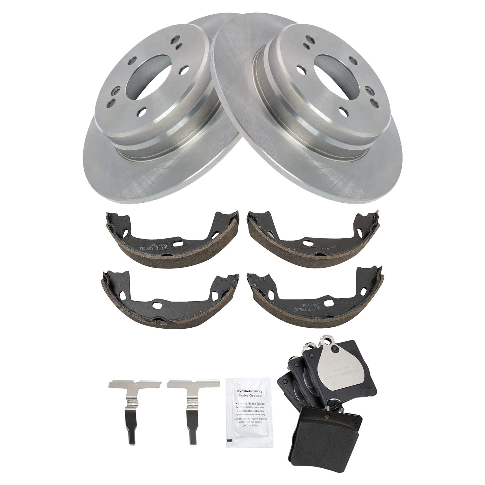 Trq Rear Ceramic Brake Pad & Rotor Kit Compatible With 1997-2011 Mercedes-Benz Chrysler