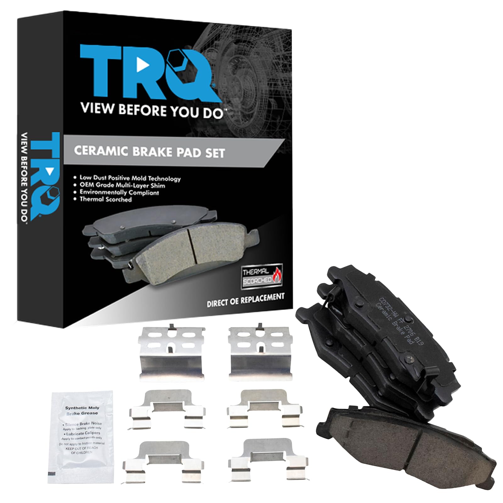 Trq Rear Brake Pads Ceramic Compatible With 2004-2009 Cadillac Xlr 1997-2013 Chevrolet Corvette
