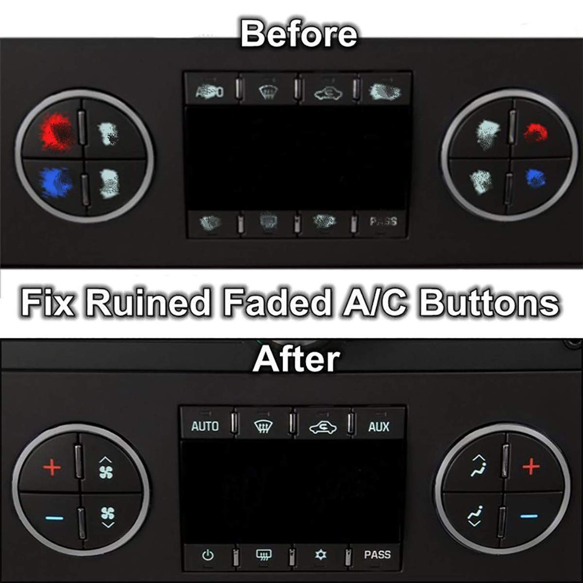 Traderplus 3 Pack Replacement Ac Dash Button Sticker Repair Kit Fit