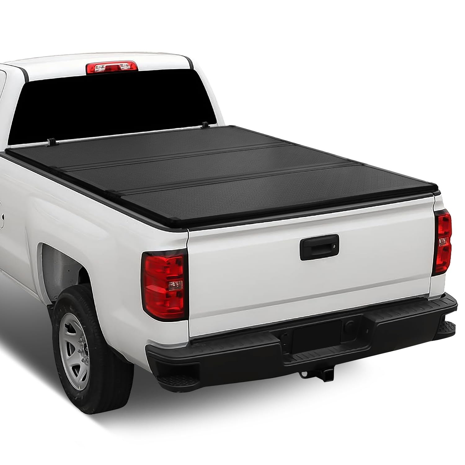 Auto Dynasty Frp Hard Tri-Fold Truck Bed Tonneau Cover Compatible With 2014-2019 Chevy Silverado Gmc Sierra 1500 1500Ld 2500Hd 3