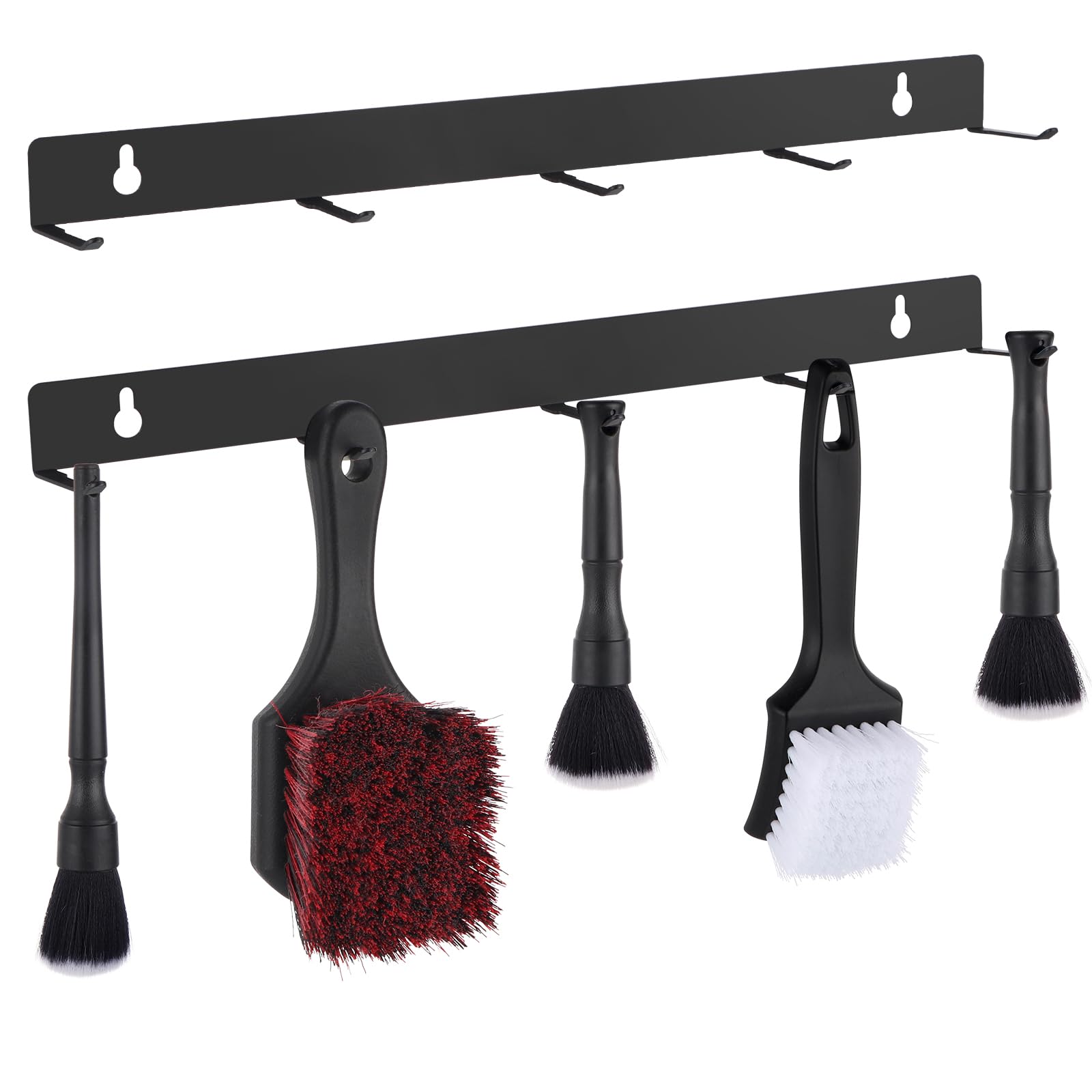MOLIGOU 2 Pcs Detailing Brush Hanger, Wall Mount Car Detailing Brush Organizer, Detailing Brush Hanging Rack with 5 Hooks