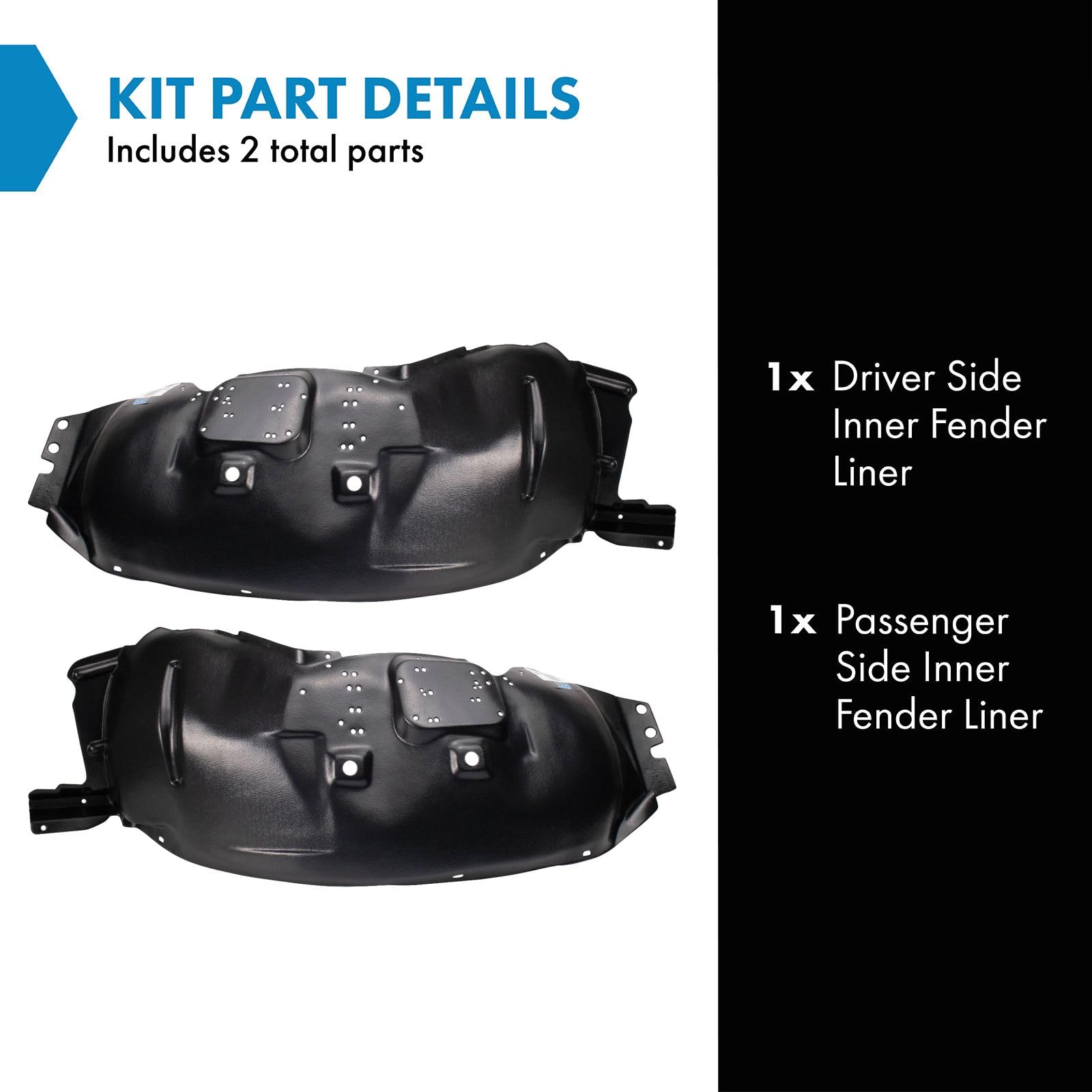Trq Inner Fender Liner Set Compatible With 1995-1997 Ford Ranger Fo1248106 Fo1249106