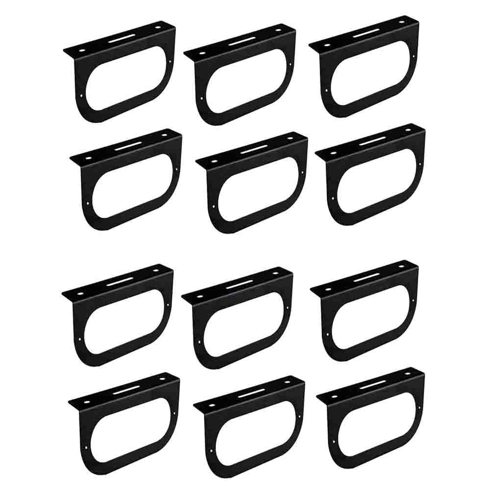 Reliable Aftermarket Parts RAParts (12) Black Taillight Mounting Brackets fits 6 Oval Brake Light for Semi Trailer Truck RV Boat