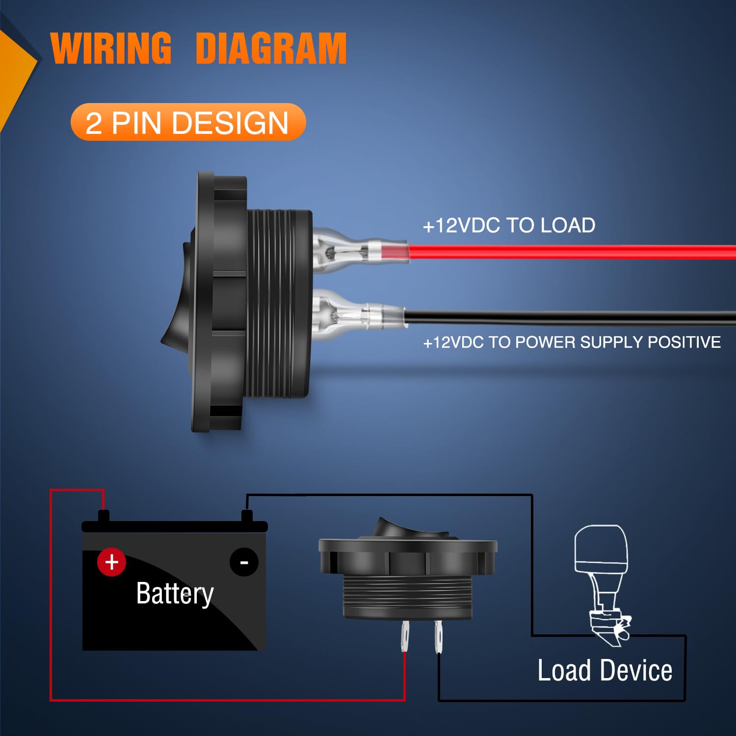 Nilight 5PCS Round Rocker Switch Set, SPST Waterproof 12V Toggle Switch with Wiring Harness, Model 90325E-A, Plastic, for Cars and Boats