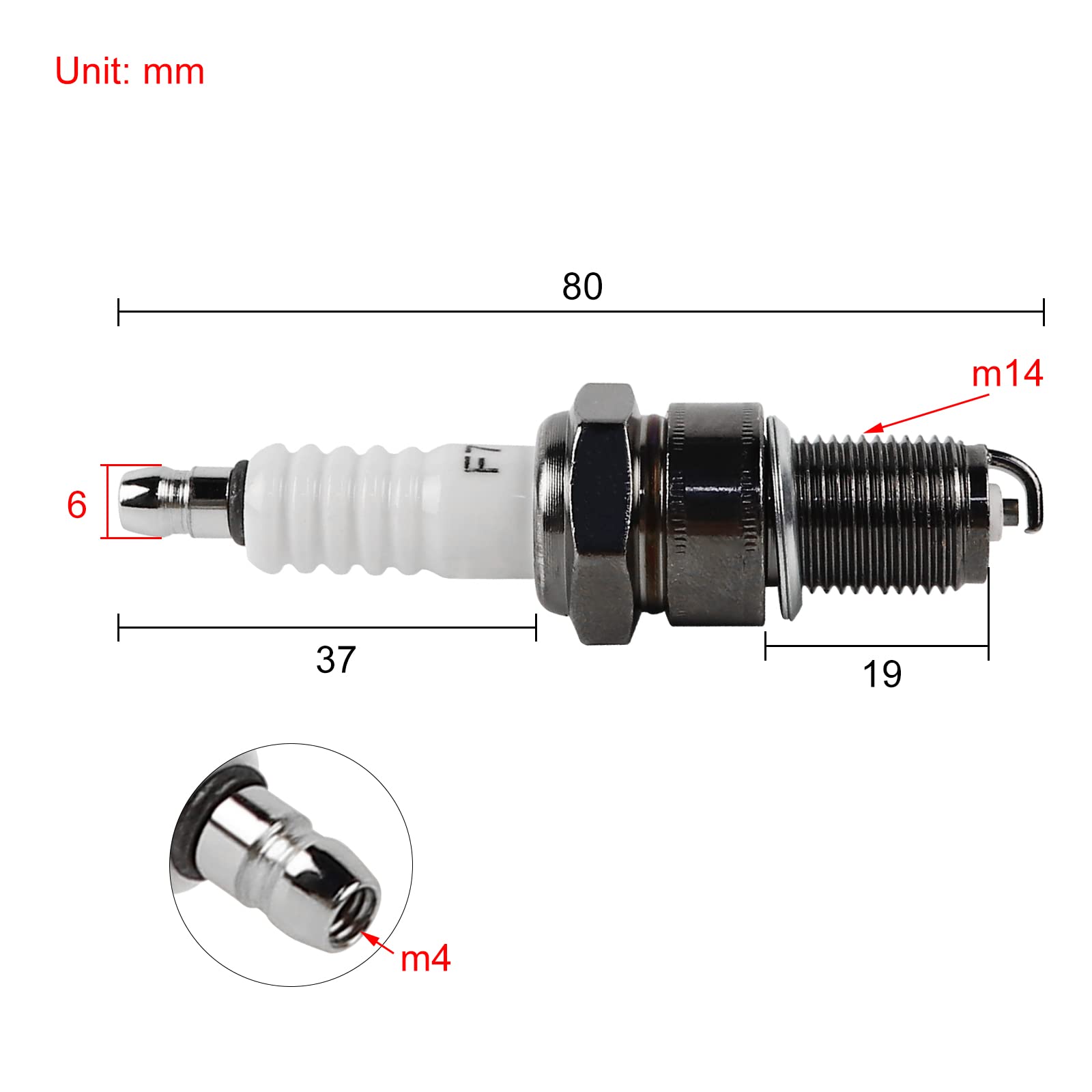 Flypig F7Tc Standard Powersports Spark Plug For Gcv160 Gcv190 Gx120 Gx160 Gx200 Gx240 Gx270 Gx340 Gx390 Generator Lawnmower Trac