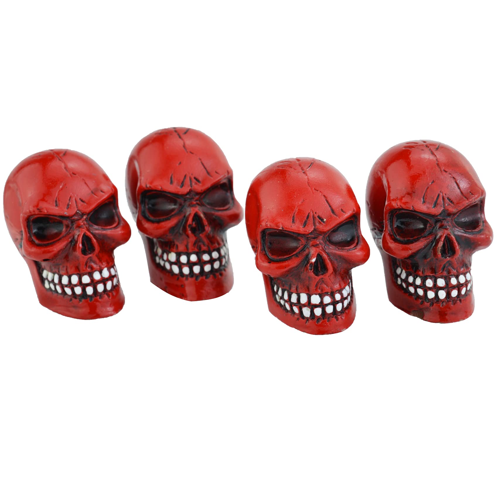 Abfer Skull Tire Wheel Air Cap Valve Stem Covers Car Decorative Accessories Fit Most Vehicle Truck Motorcycles Bikes, Red