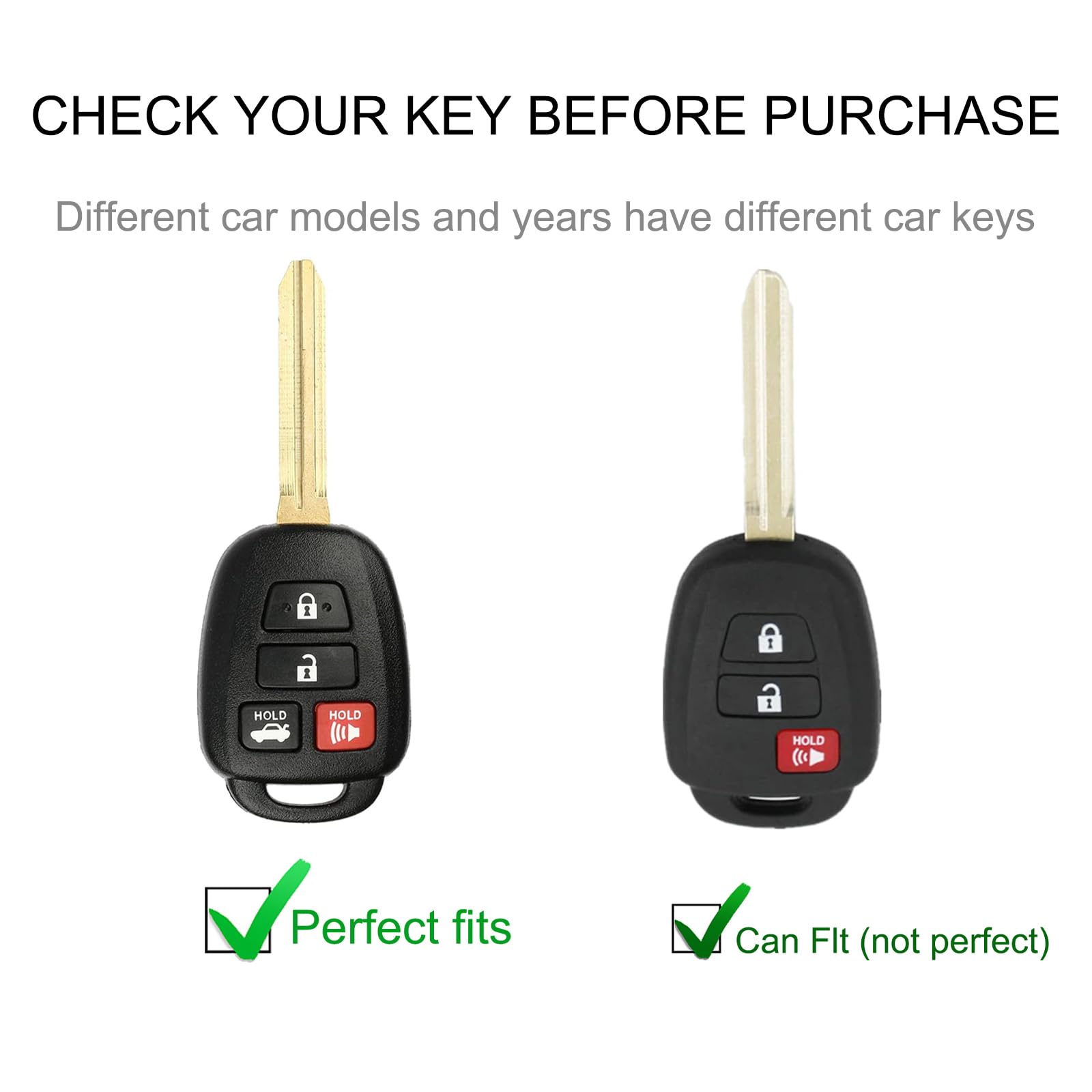 Cacarlike Toyota Key Fob Cover With Leather Lanyard, Compatible With 2018-2024 Highlander Rav4 Camry Avalon C-Hr Corolla Gt86 Sm